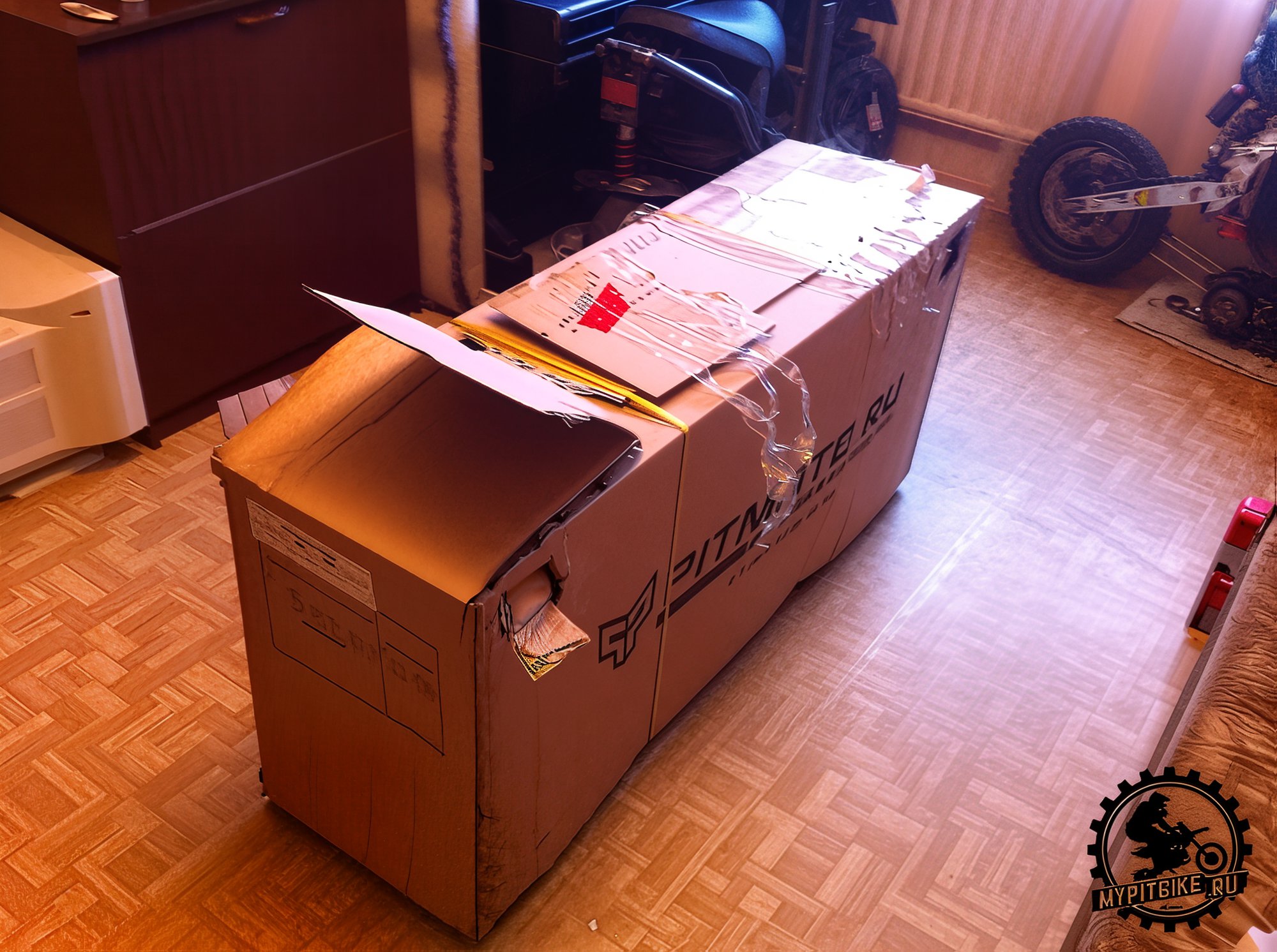 box with pit bike